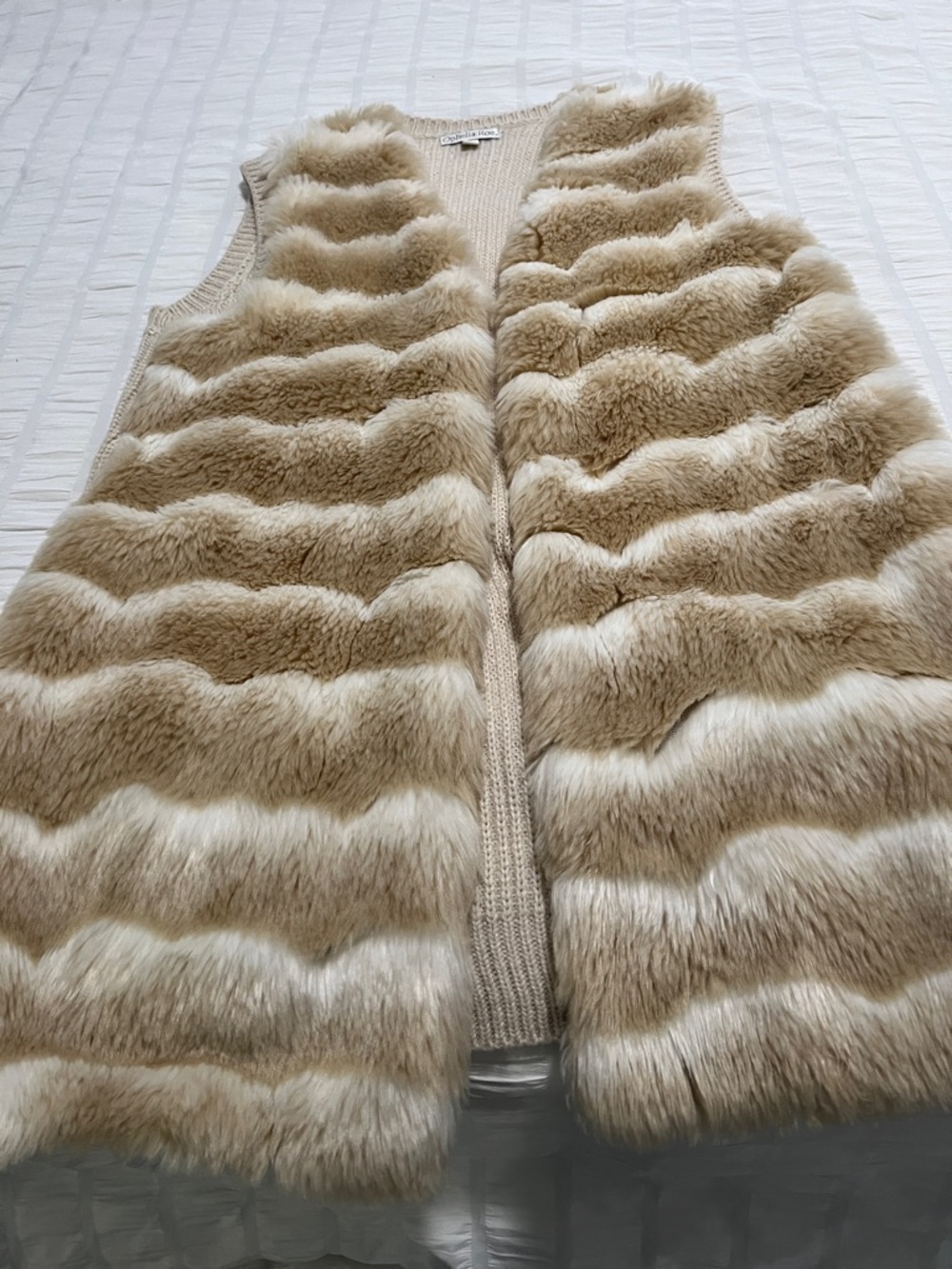 Beige Faux Fur Vest - Women